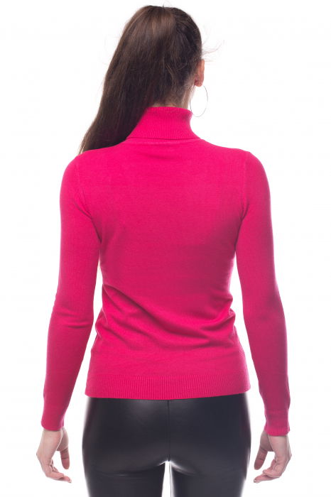 Helanca pulover cu guler inalt, fucsia [2]