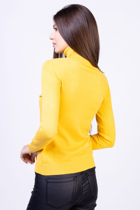 Helanca masura mai mare, din tricotaj cu guler inalt, galbena [3]