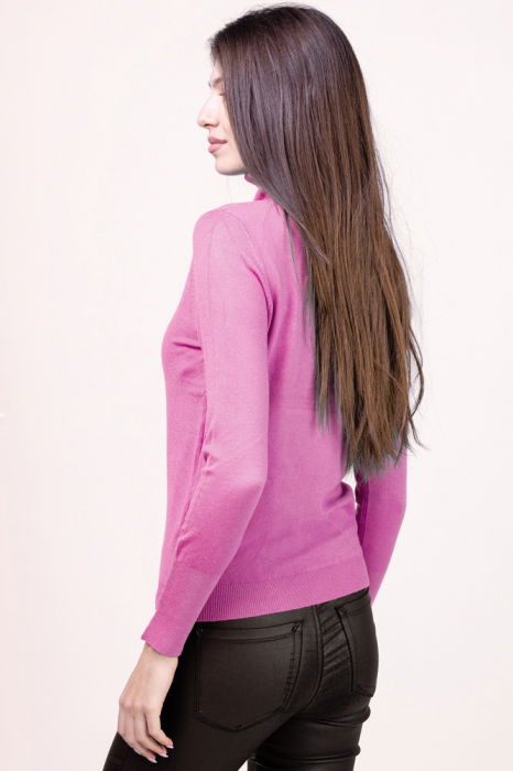 Helanca pulover cu guler inalt, masura mare, roz [3]