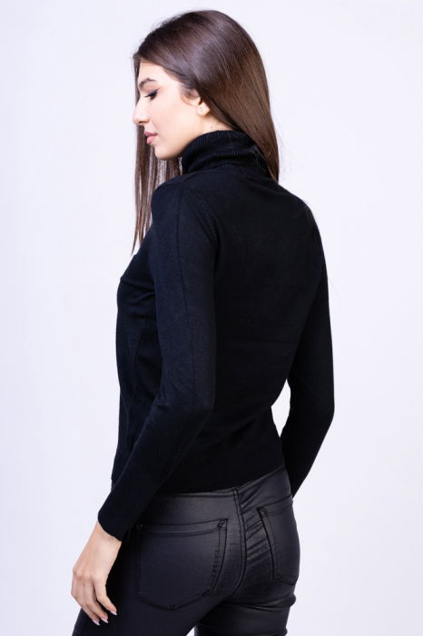Helanca pulover cu guler inalt, neagra [2]