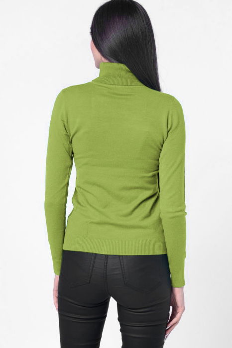 Helanca pulover cu guler inalt, verde oliv [3]