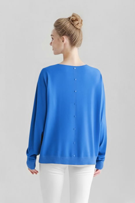 Pulover cu detalii lurex si nasturei pe spate, albastru [2]