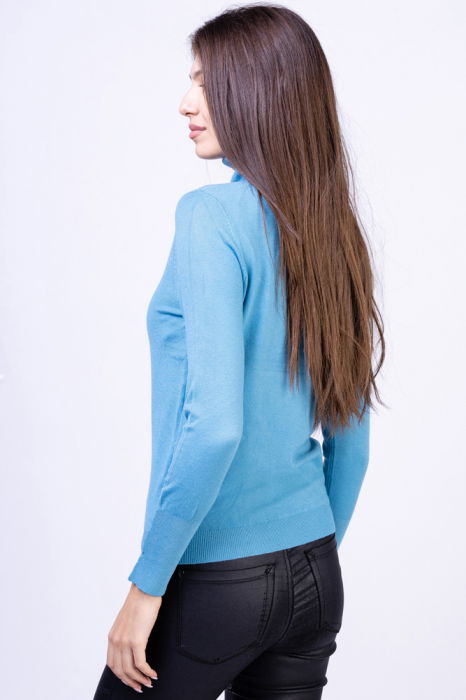 Helanca masura mai mare, din tricotaj cu guler inalt, albastra [2]