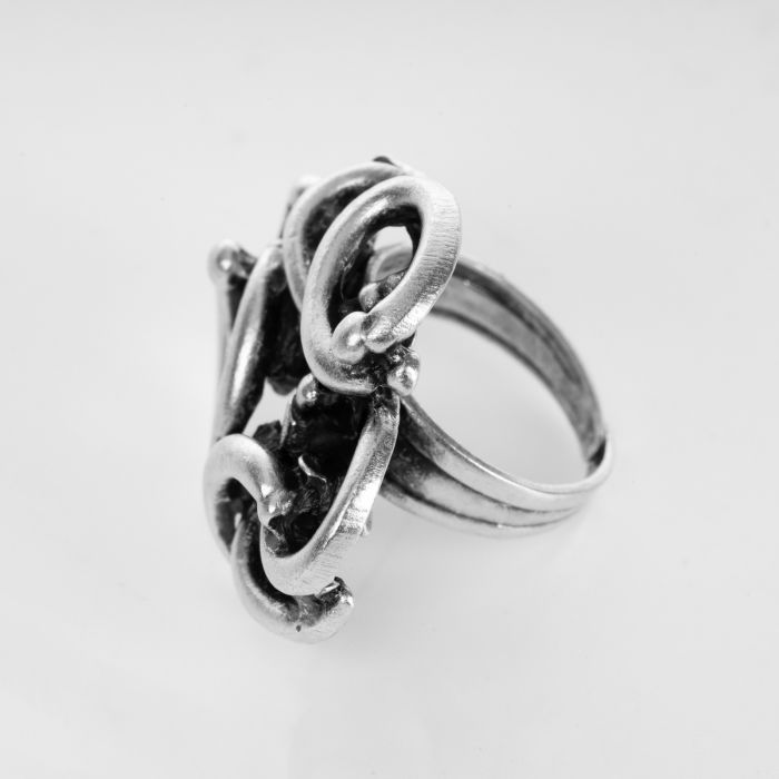 Inel reglabil din zamac cu forma de cercuri neregulate incolacite [2]