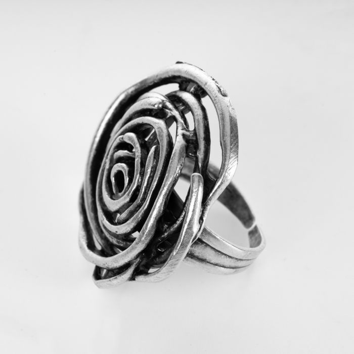 Inel reglabil din zamac cu forma de floare stilizata circulare [2]