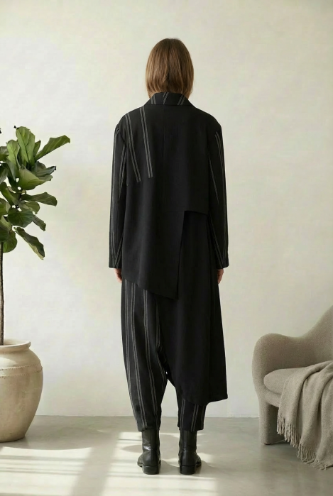 Jacheta asimetrica in dungi cu guler atipic , oversize [2]