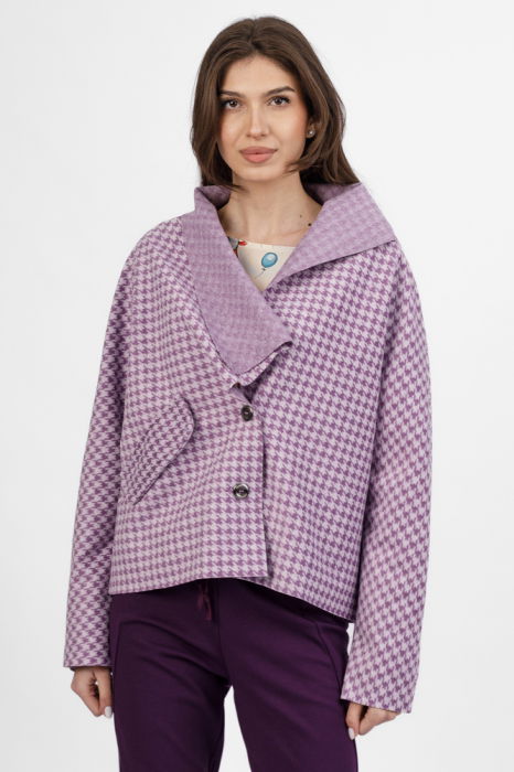 Jacheta scurta, din stofa mov cu imprimeu picior de cocos [4]