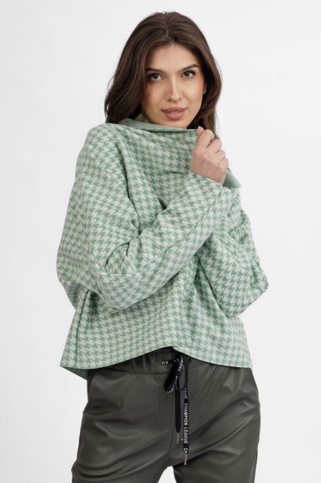 Jacheta scurta, din stofa verde cu imprimeu picior de cocos [4]