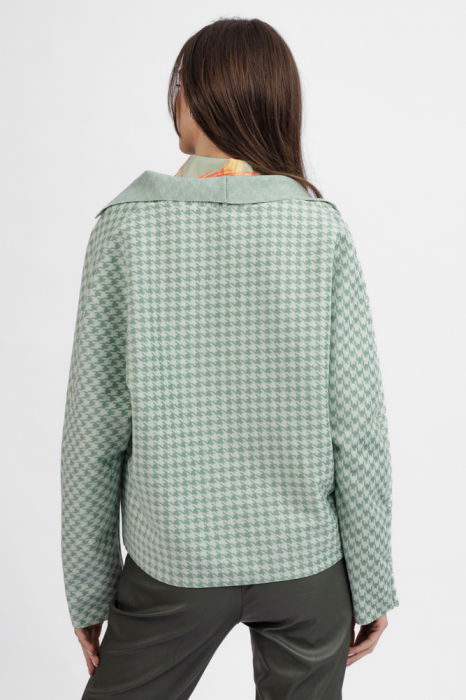 Jacheta scurta, din stofa verde cu imprimeu picior de cocos [3]