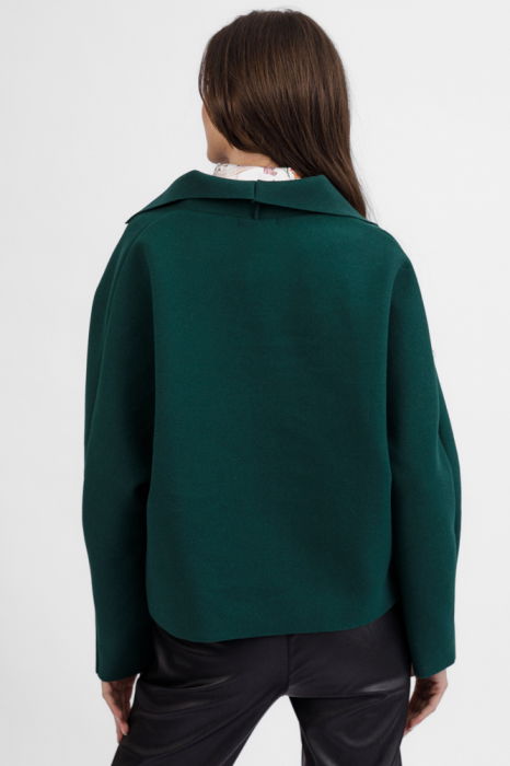 Jacheta scurta, din stofa verde inchis, uni [4]