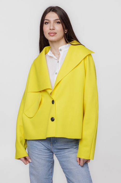 Jacheta scurta oversize, din stofa galbena [2]