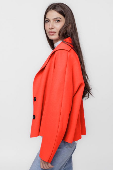 Jacheta scurta oversize, din stofa portocalie [3]