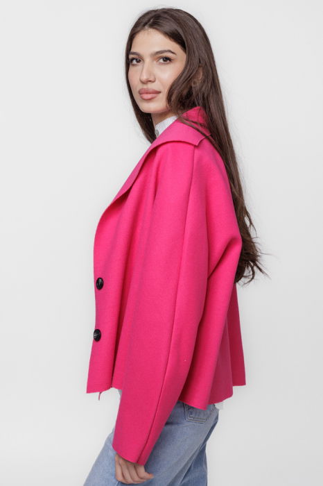 Jacheta scurta oversize, din stofa fucsia [4]