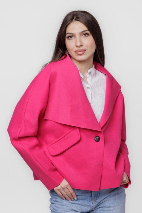 Jacheta scurta oversize, din stofa fucsia
