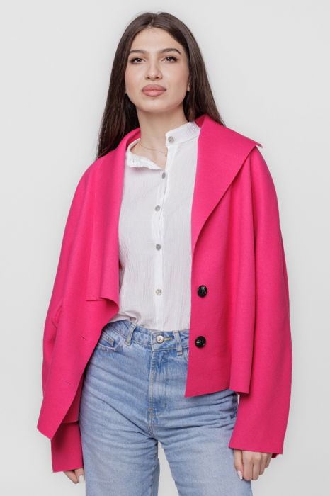 Jacheta scurta oversize, din stofa fucsia [3]