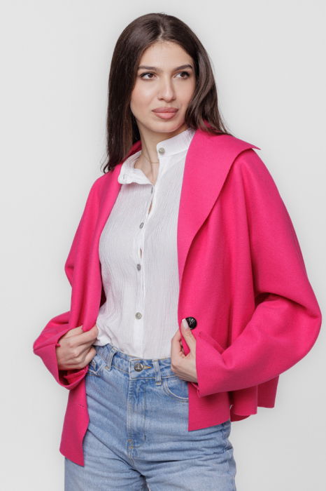 Jacheta scurta oversize, din stofa fucsia [2]