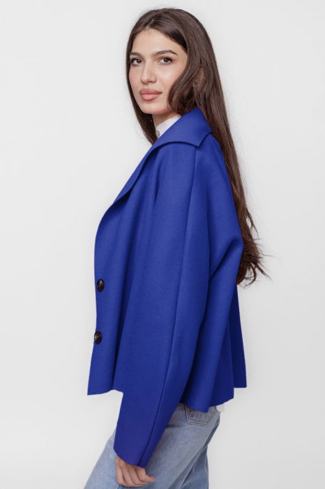 Jacheta scurta oversize, din stofa albastra [2]