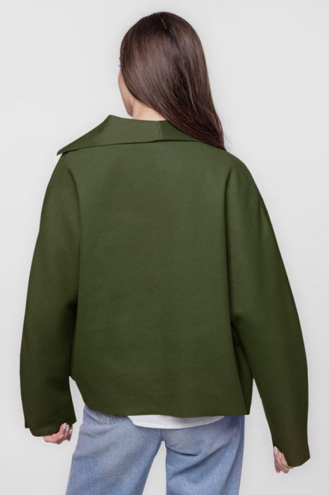 Jacheta scurta oversize, din stofa kaki [3]