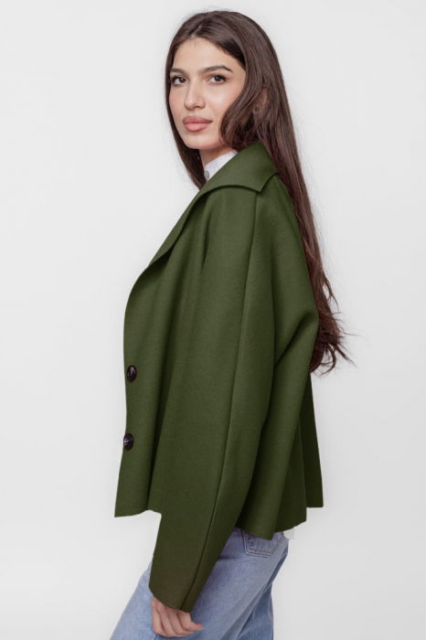 Jacheta scurta oversize, din stofa kaki [2]