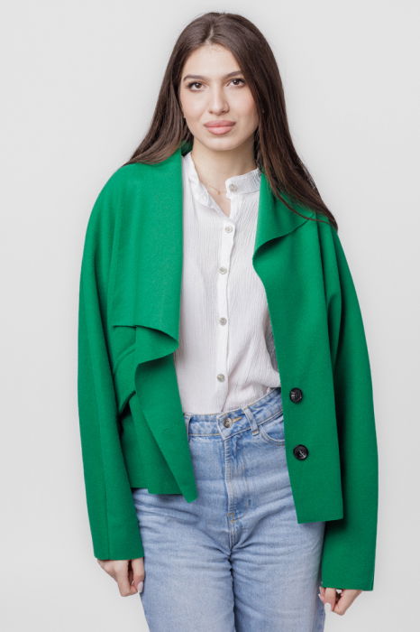 Jacheta scurta oversize, din stofa verde [2]