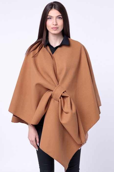 Jacheta trendy stil poncho, din stofa camel [1]