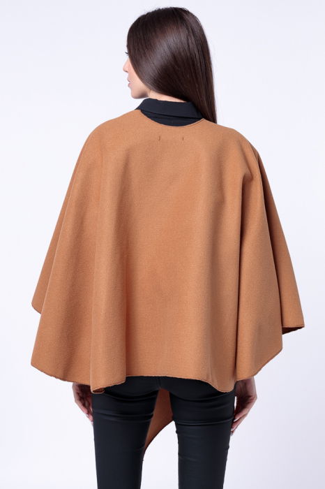 Jacheta trendy stil poncho, din stofa camel [3]