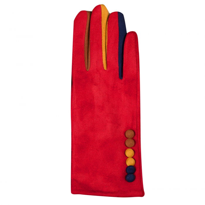 Manusi dama rosii clasice cu nasturi colorati [2]