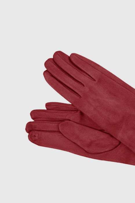 Manusi dama foarte lungi si simple din material textil catifelat rosu inchis [2]