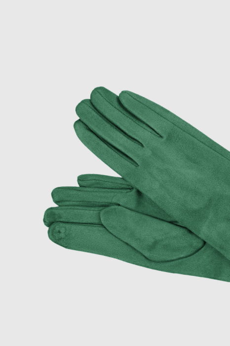 Manusi dama foarte lungi si simple din material textil catifelat verde [2]