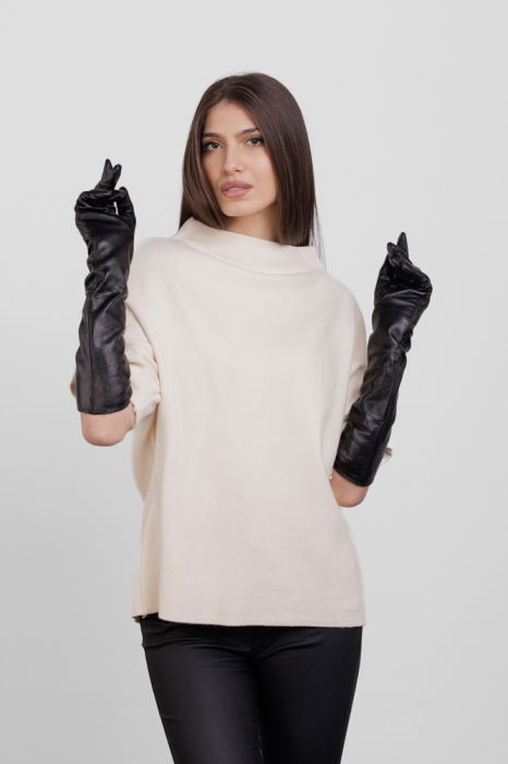 Manusi elegante lungi, de dama, din piele naturala neagra [2]