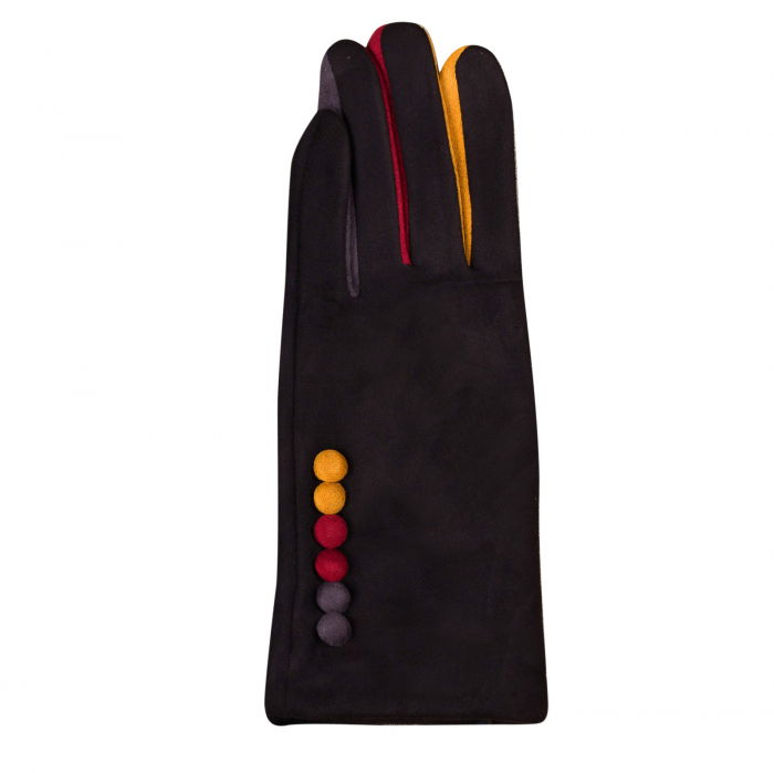 Manusi dama  negre clasice cu nasturi colorati [2]