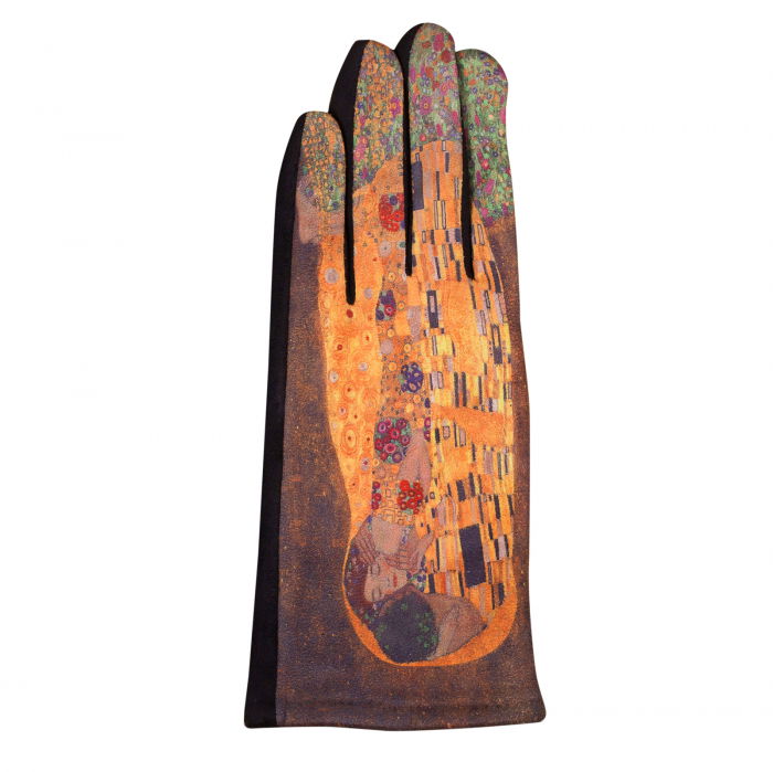 Manusi dama, textil cu imprimeu inspirat din pictura "Sarutul" a lui Gustav Klimt [2]