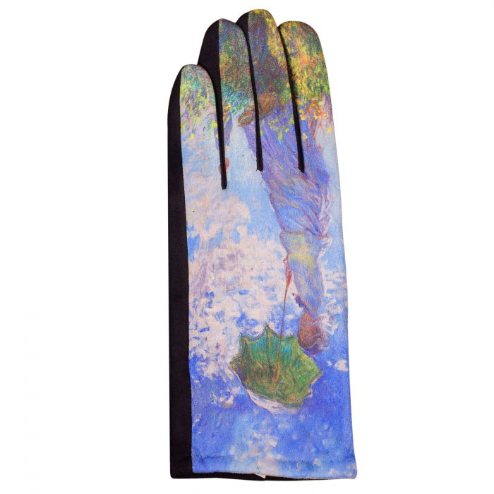 Manusi dama, textil cu imprimeu inspirat din pictura celebra "Fata cu umbrela" a lui Claude Monet [2]