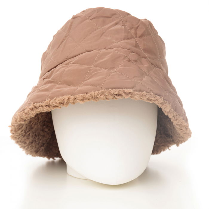 Palarie clos reversibila cu o fata blanita si o fata aspect matlasat, bej [2]