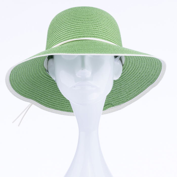 Palarie de paie impletita cu decoratiune margareta, verde [2]