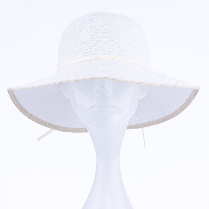 Palarie de paie impletita cu decoratiune margareta, alba [2]