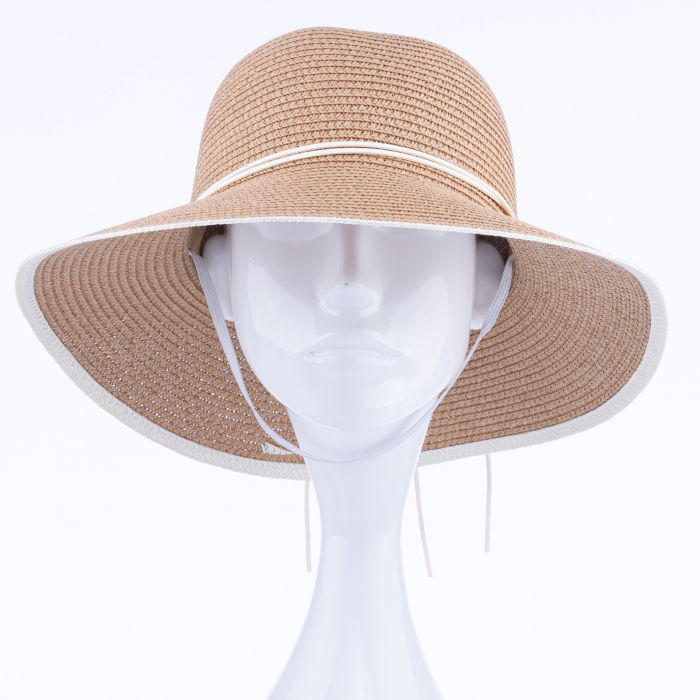 Palarie de paie impletita cu decoratiune margareta, camel [2]