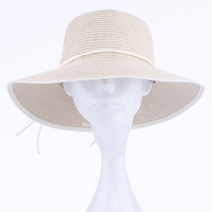 Palarie de paie impletita cu decoratiune margareta, bej [2]