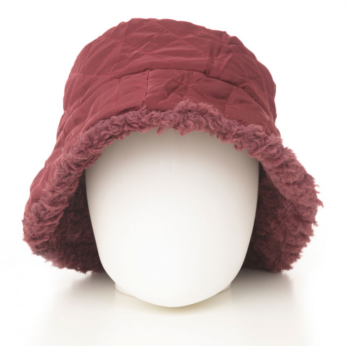 Palarie clos reversibila cu o fata blanita si o fata aspect matlasat, bordo [2]