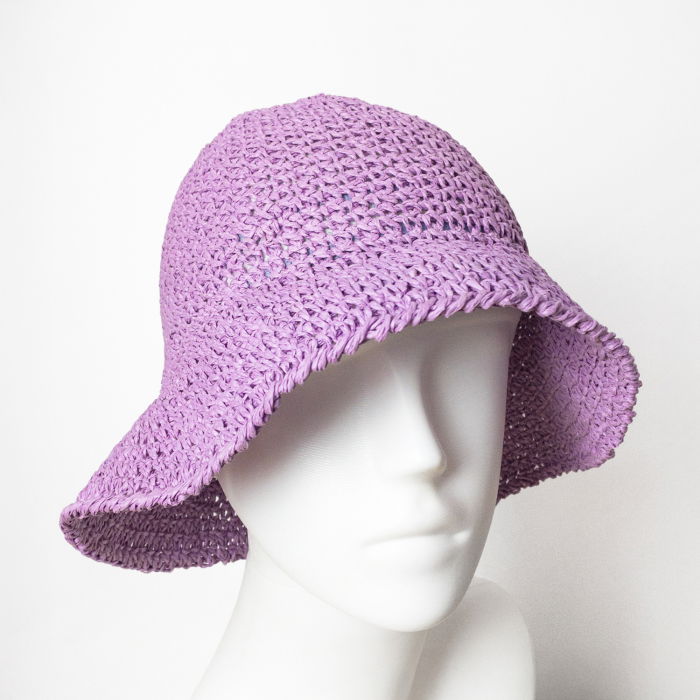 Palarie flexibila de paie impletita cu bor mic , lila [3]