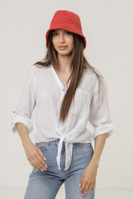 Palarie flexibila de paie impletita cu bor mic , rosu inchis [2]