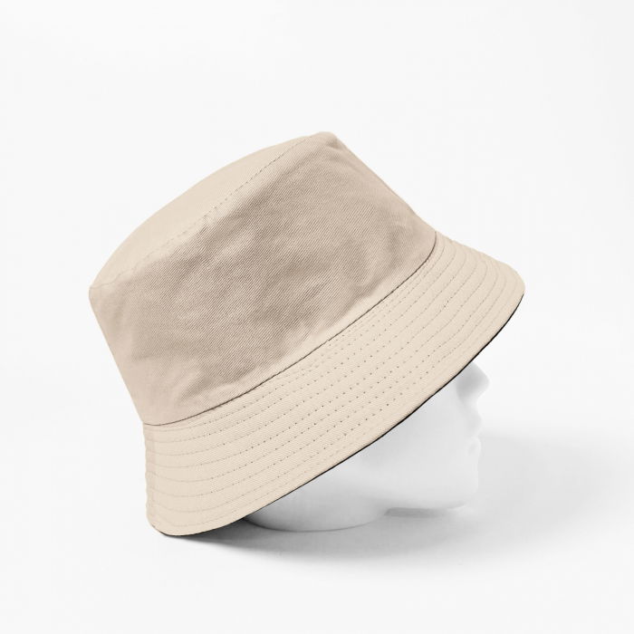 Palarie unisex cu doua fete, bej deschis si negru, din bumbac [2]