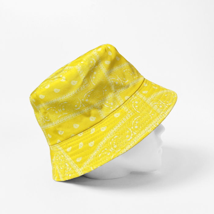 Palarie unisex cu doua fete,  paisley galben si negru [2]