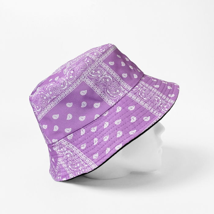 Palarie unisex cu doua fete,  paisley lila si negru [2]