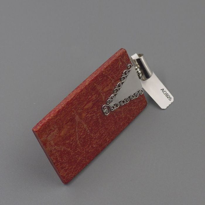 Pandantiv rectangular din argint 925 cu coral, design statement [4]
