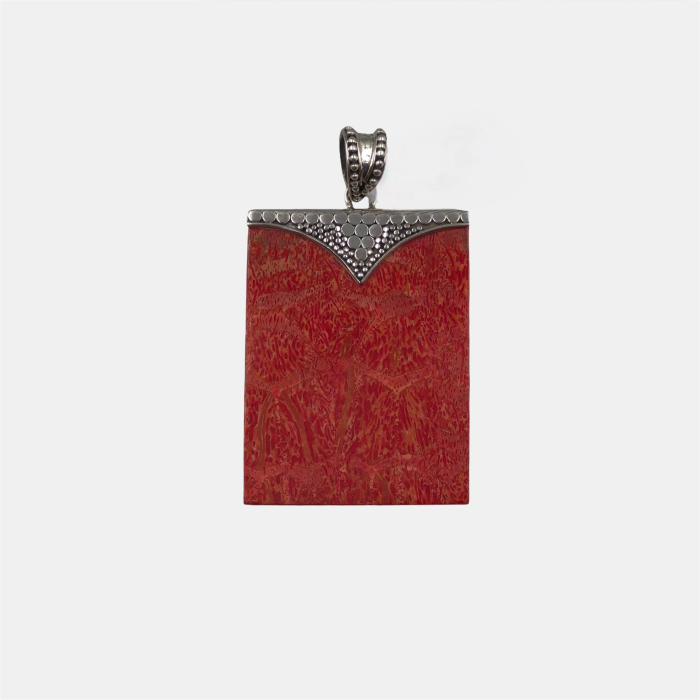 Pandantiv statement din argint 925, cu coral natural