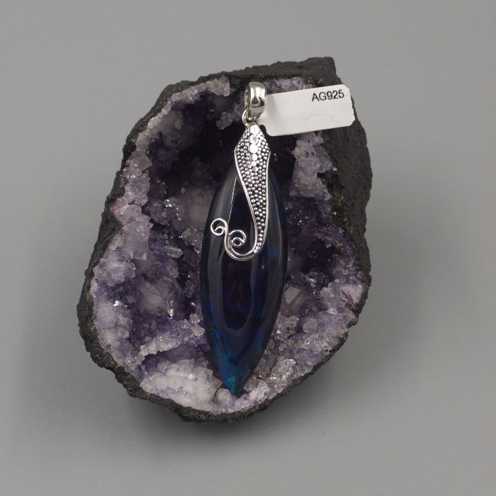 Pandantiv statement din argint 925, cu paua shell in forma de lacrima [4]