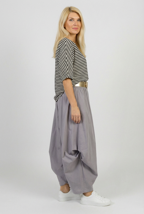 Pantaloni dama largi cu fronseu lateral si buzunare, gri [3]