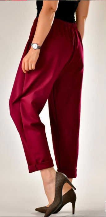Pantaloni bordo cu pliuri si panou suprapus [2]