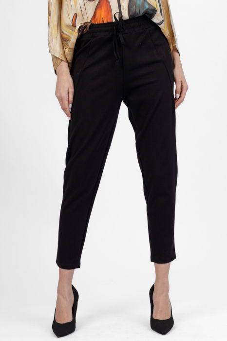 Pantaloni pana negri din jerseu de vascoaza, casual [2]